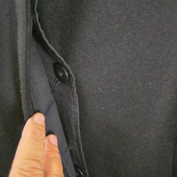 COS Black Wool Cashmere Short Sleeve Midi Coat Dress Belted Hidden Button Size M - Picture 5 of 10